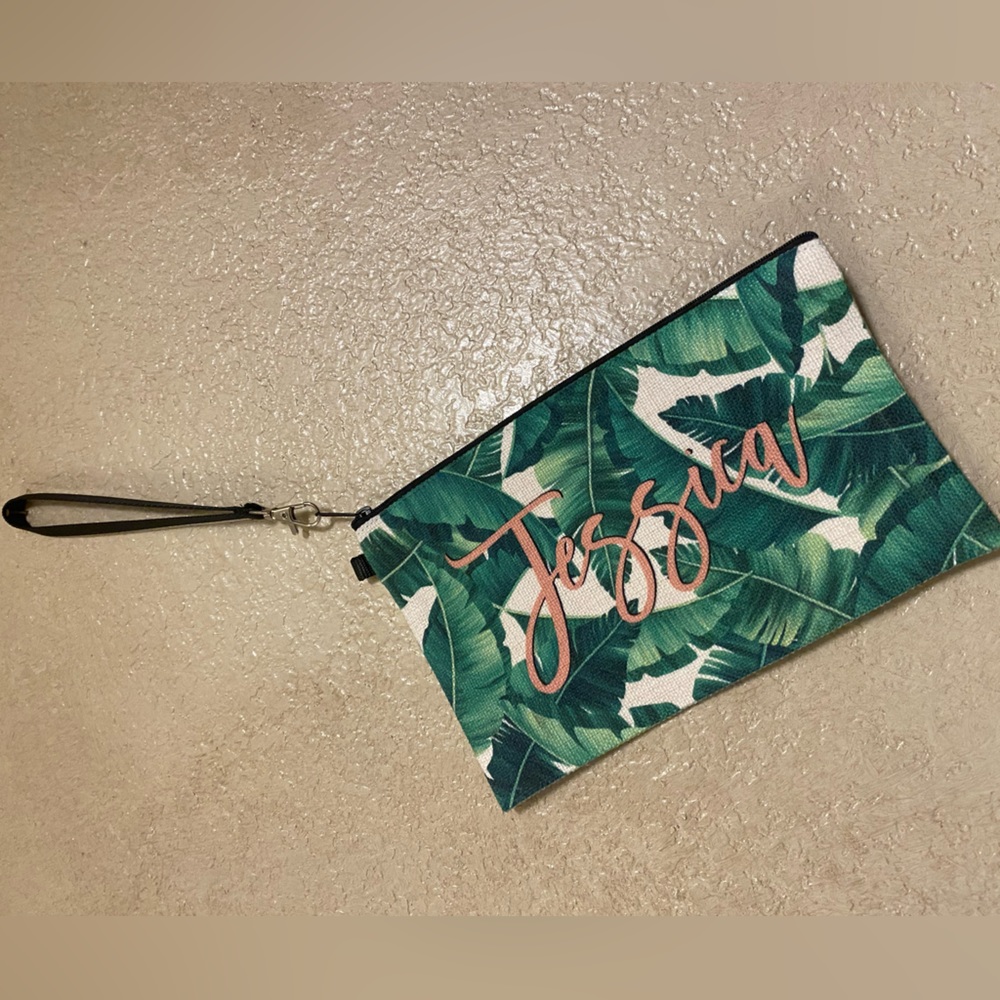 Palm Print Monogrammed Clutch